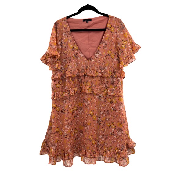 Madewell Dresses & Skirts - Madewell Ruffle Tiered Floral Mini Dress Pink Yellow Size M